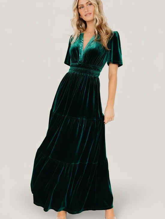 Dresses & Skirts - Emerald Green Velvet Maxi Dress